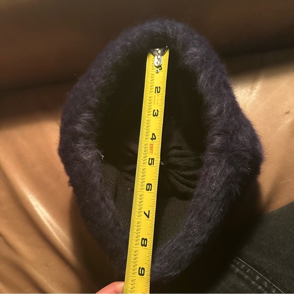 Blue angora luxe hat cap winter cozy fur vintage fuzzy style ski bunny mohair - Picture 7 of 8